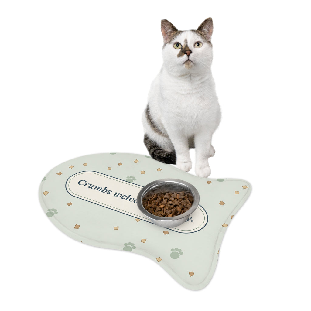 Pet Feeding Mat - Crumbs Welcome, Mostly Funny Dog and Cat Food Mat
