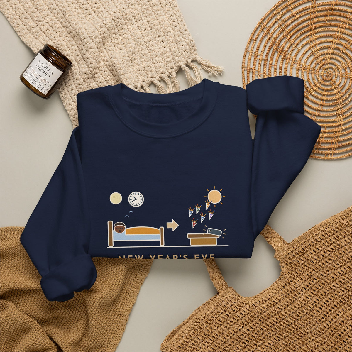 Funny New Year's Eve Crewneck Sweatshirt - Slept Through It, Forty Texts by Morning