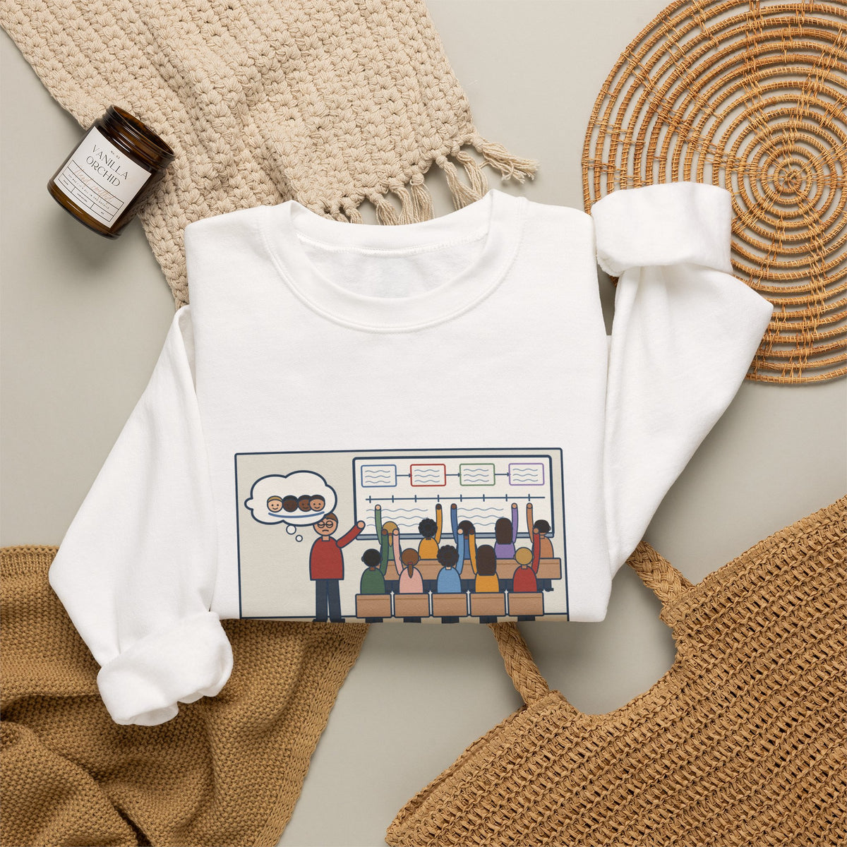Eighth Grade Teacher Sweatshirt, Explained the Project for Twenty Minutes, First Question Was About Groups, Funny Project Day Crewneck