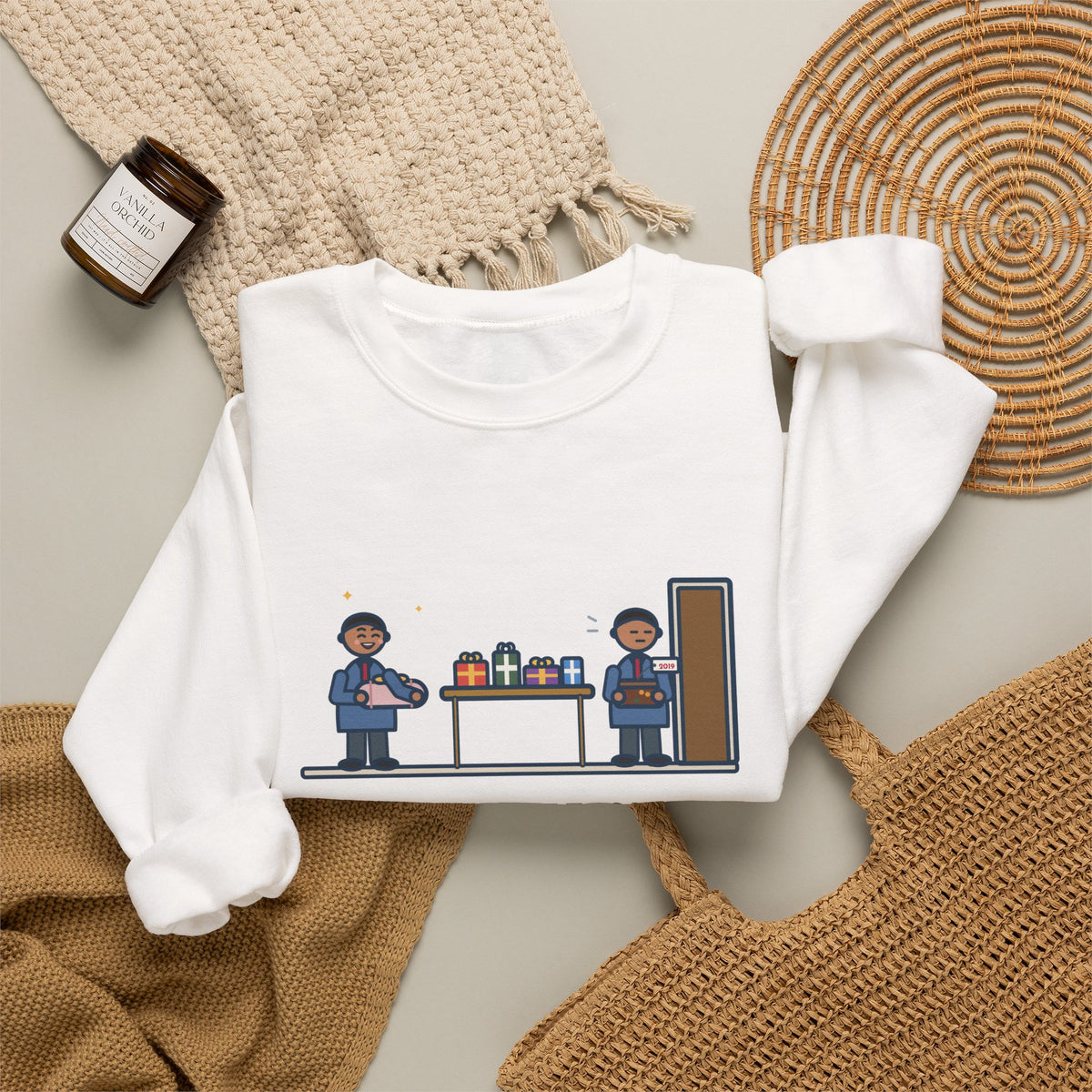 Office Gift Swap Sweatshirt, Brought a Nice Blanket, Went Home with a Fruitcake from 2019, Funny Break Room Swap Crewneck
