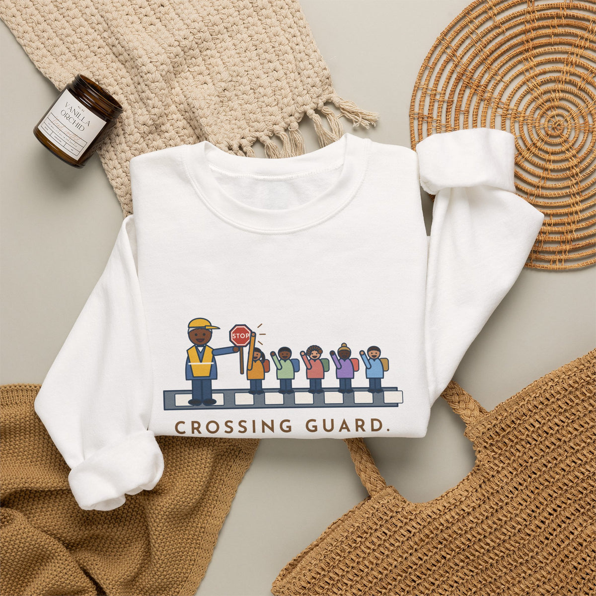Crossing Guard Sweatshirt, The Kindergartners High-Five My Stop Sign on the Way By, Funny School Crosswalk Crewneck