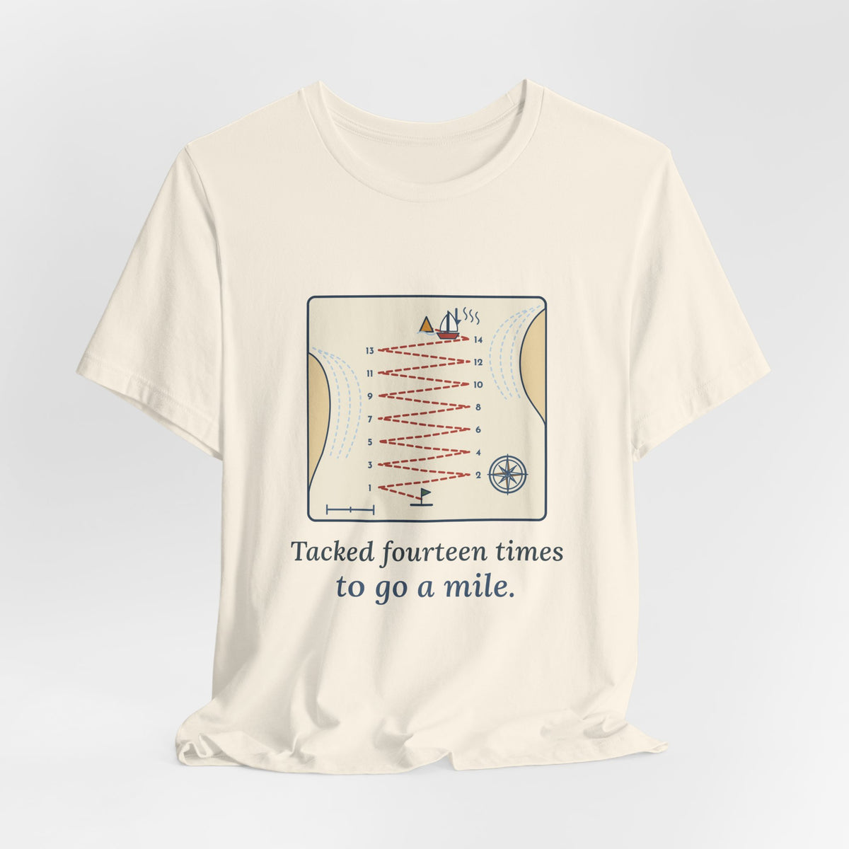 Sailing T-Shirt - Tacked Fourteen Times to Go a Mile Funny Sailor Tee