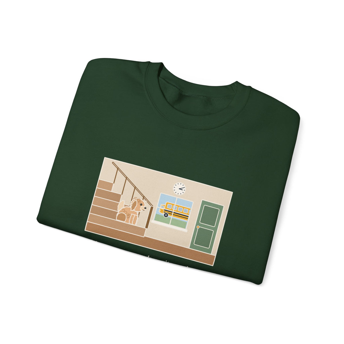 Maltipoo Sweatshirt, Seven Pounds, Waits on the Stairs at 3:10 Every Day for the School Bus, Funny Front Hall Wait Crewneck