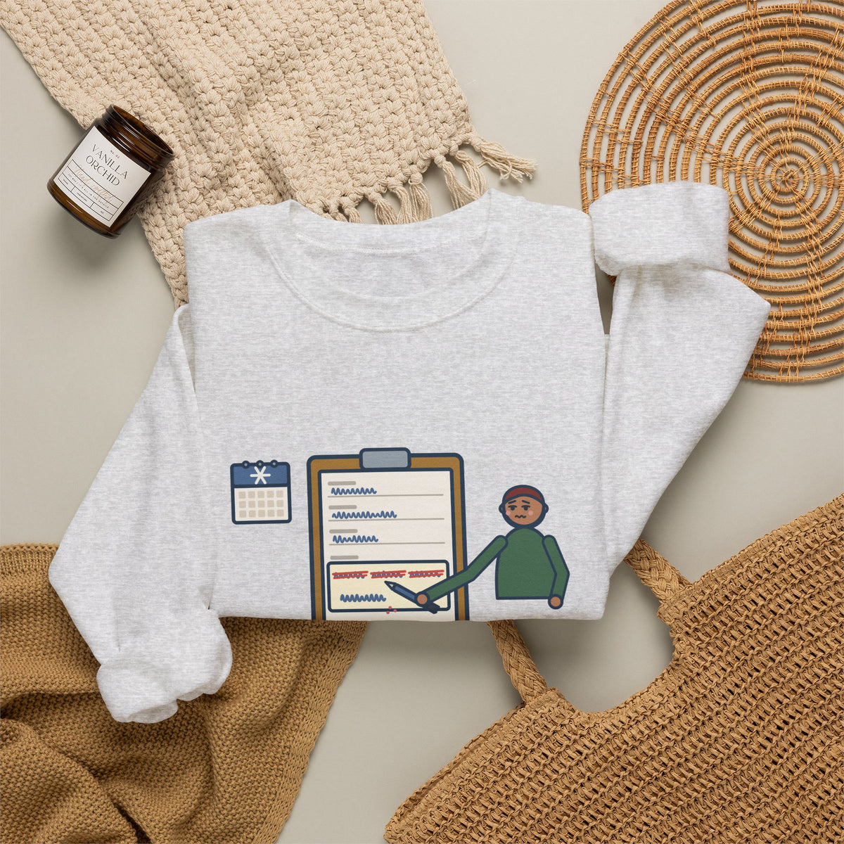 January Sweatshirt, Third Week, Still Writing Last Year on Every Form, Funny Date Field Crewneck