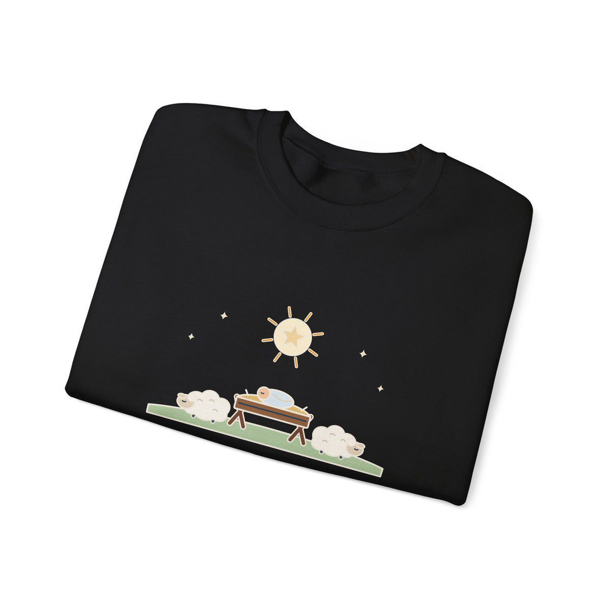 Away in a Manger Sweatshirt, Christmas Anonymous Quote Crewneck with Manger and Lambs