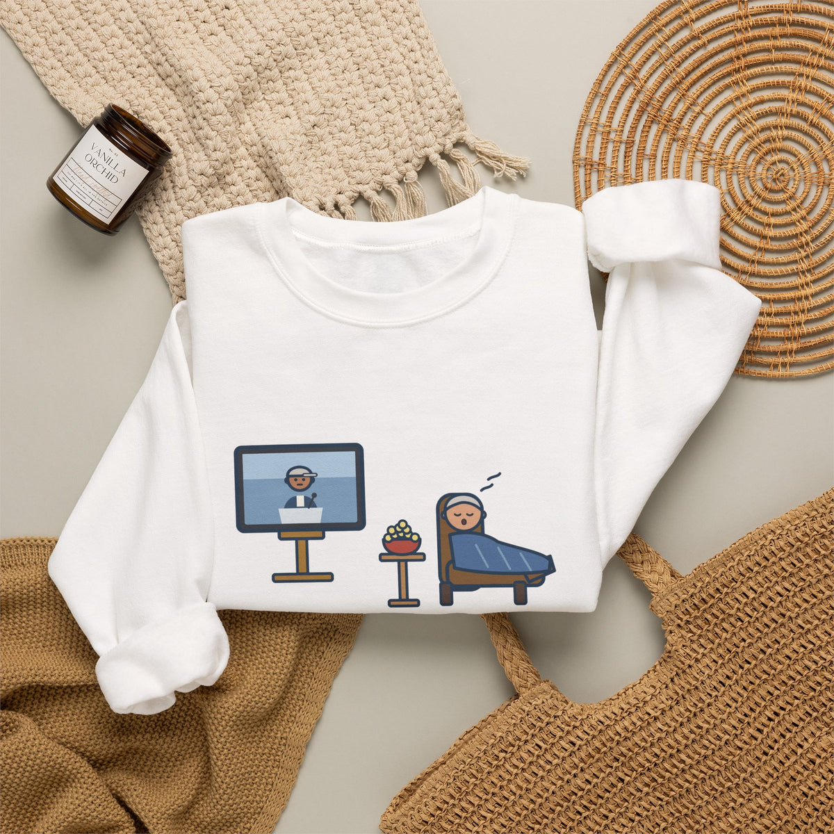 Sports Fan Sweatshirt, Sat Down to Watch the Game, Woke Up for the Postgame Interviews, Funny Recliner Nap Crewneck