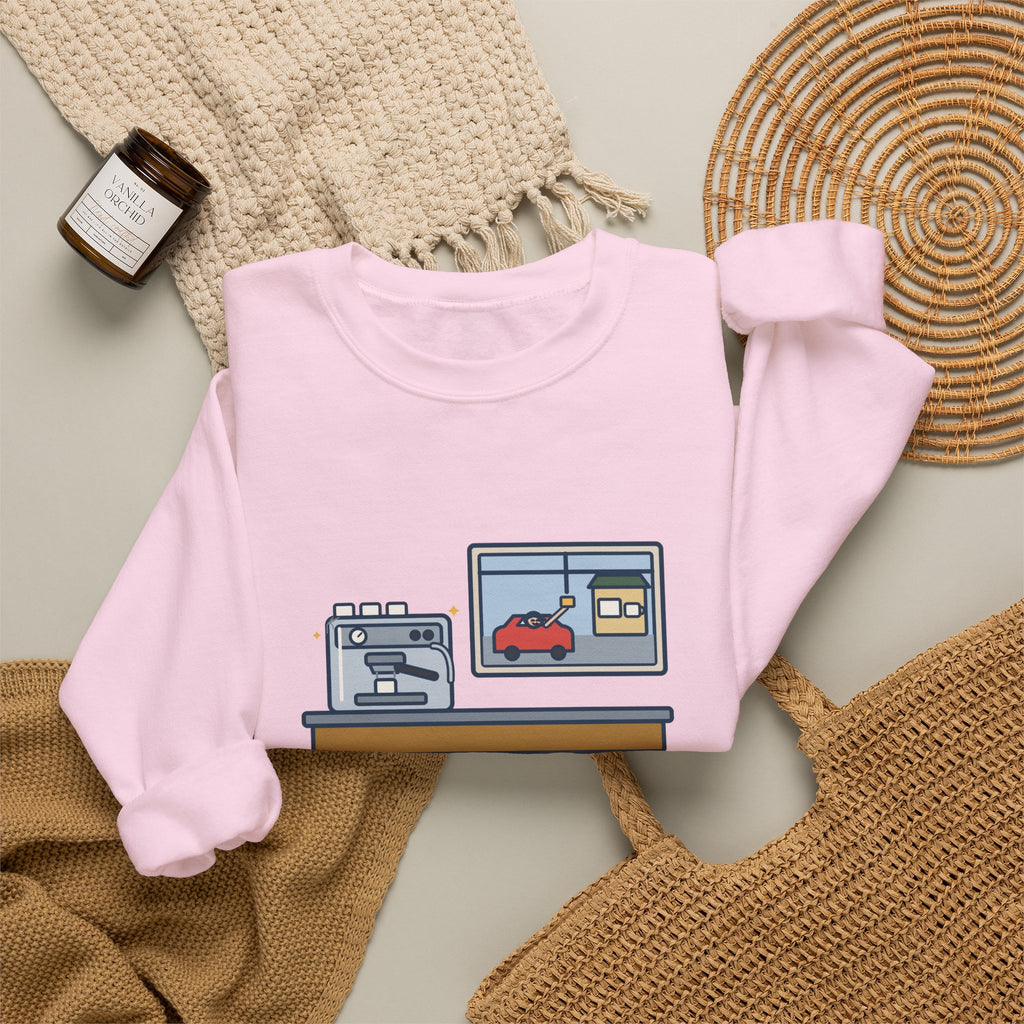 Coffee Sweatshirt, Bought an Espresso Machine, Still Stop for Coffee on the Way to Work, Funny Drive-Through Crewneck