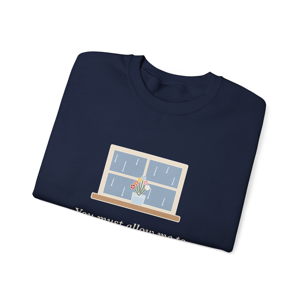 How Ardently I Admire and Love You Sweatshirt, Romance Jane Austen Quote Crewneck with Rainy Window