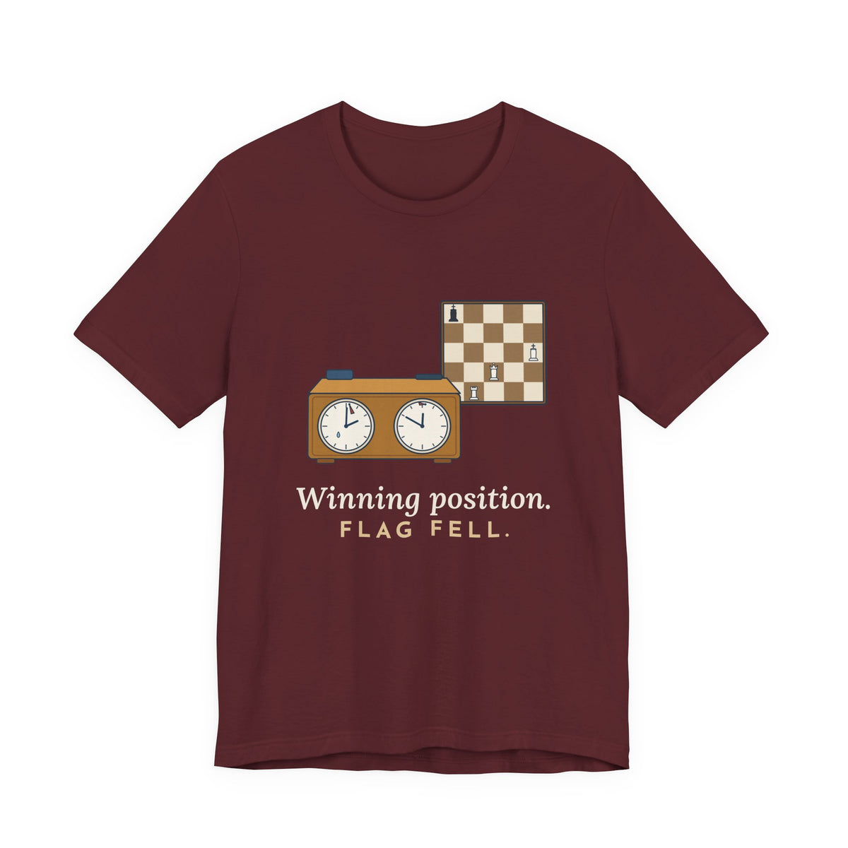 Chess T-Shirt - Winning Position. Flag Fell. Funny Blitz Chess Clock Tee