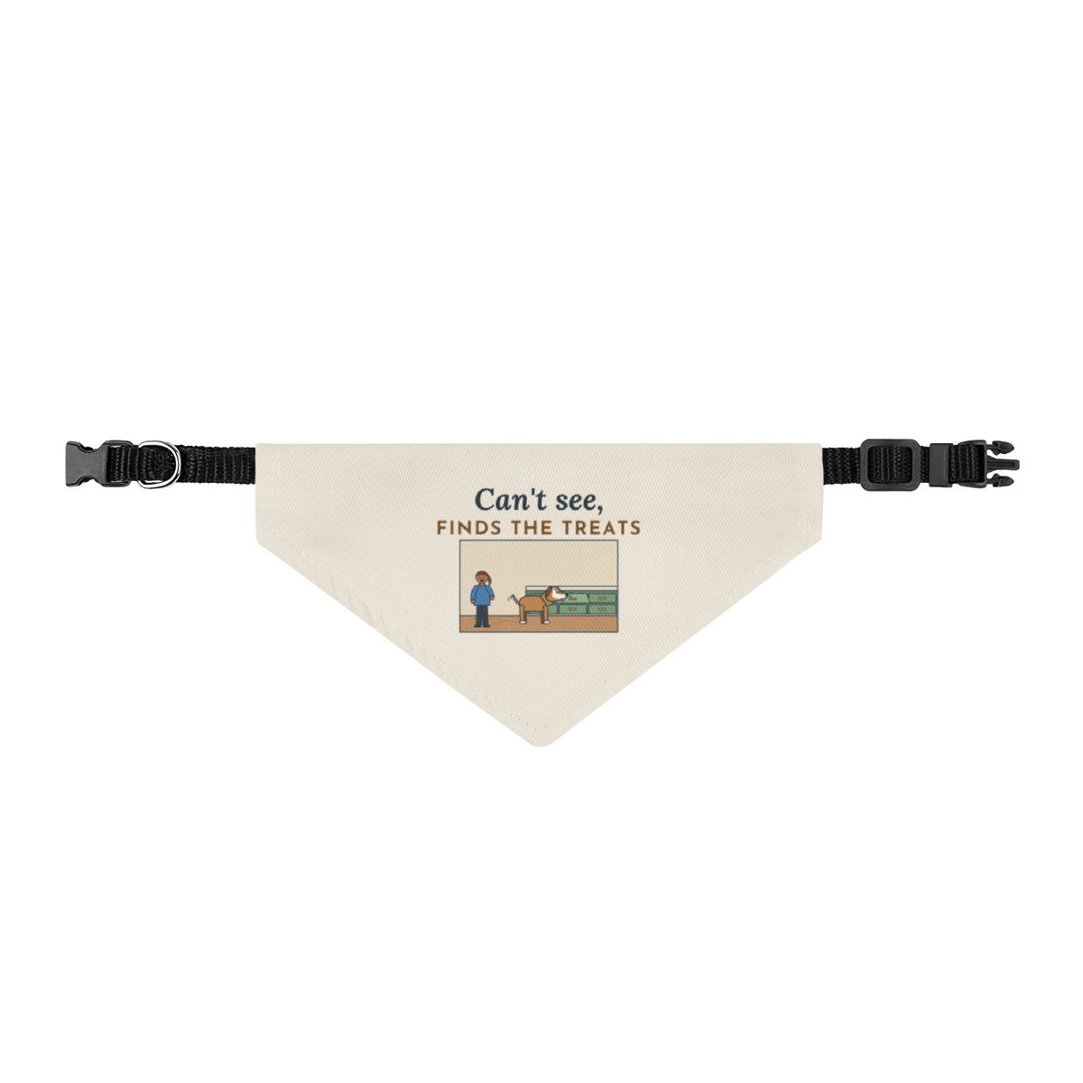 Blind Dog Bandana, Can't See, Finds the Treats, Clip-on Pet Bandana