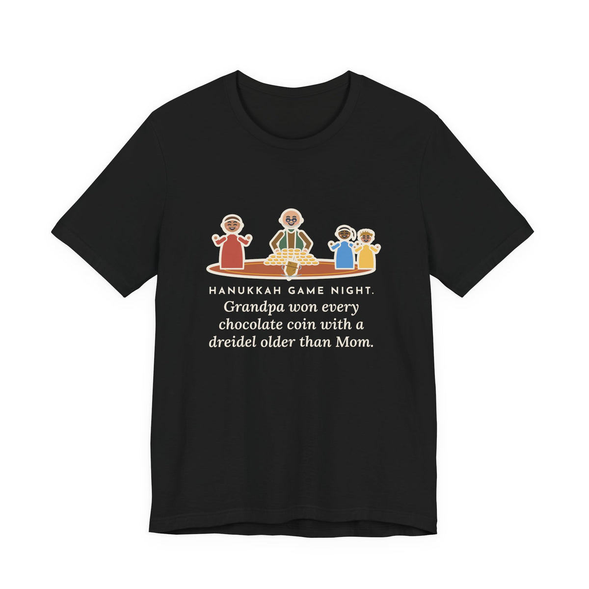 Funny Hanukkah Game Night T-Shirt, Grandpa Won Every Chocolate Coin with a Dreidel Older Than Mom, Living Room Rug Tee