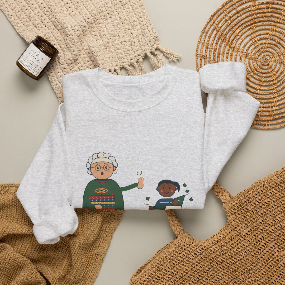 Grandma Christmas Crewneck Sweatshirt - Unwrap Carefully. I'm Reusing That Paper.