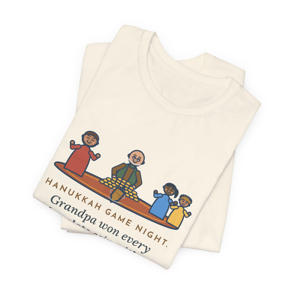 Funny Hanukkah Game Night T-Shirt, Grandpa Won Every Chocolate Coin with a Dreidel Older Than Mom, Living Room Rug Tee
