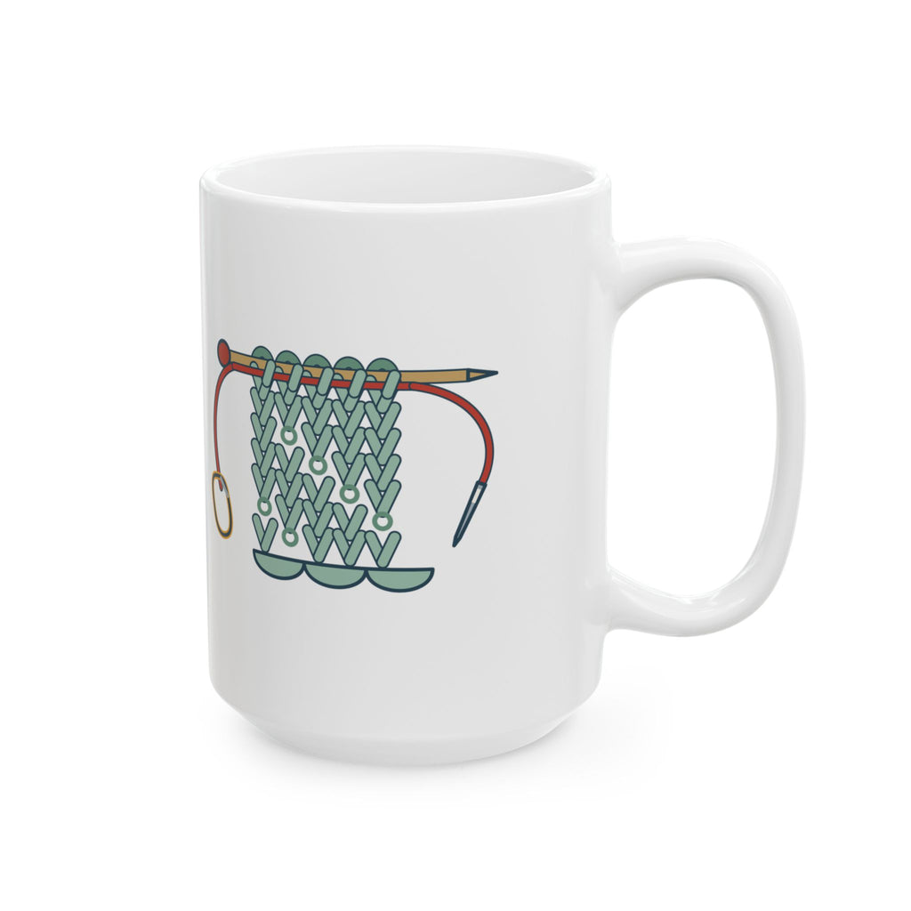 Large 15oz Lace Knitting Mug - Threaded a Lifeline. Now I'm Brave. Knitter Coffee Mug