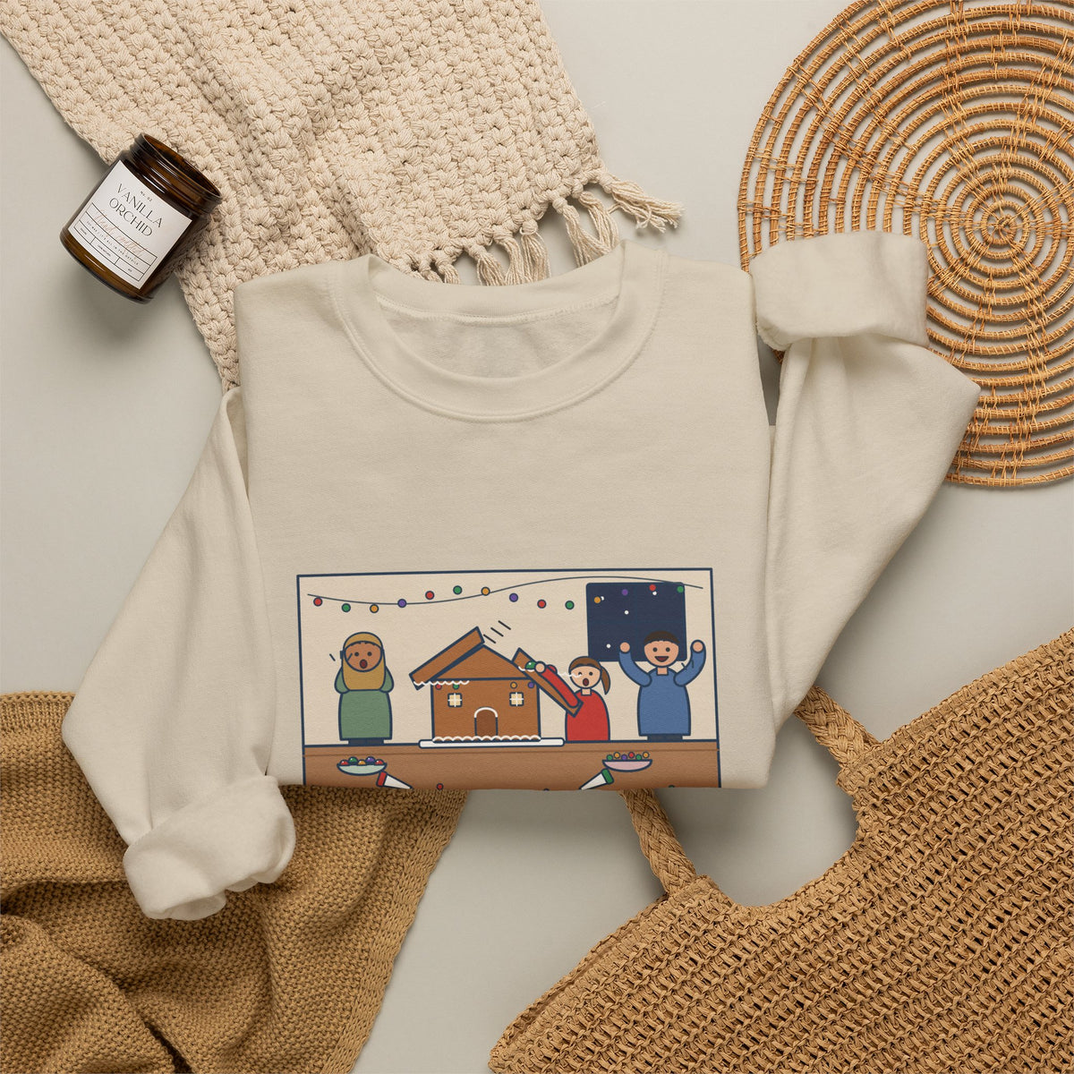 Gingerbread House Sweatshirt, The Roof Slid Off at the Second Gumdrop, Funny Holiday Baking Night Crewneck