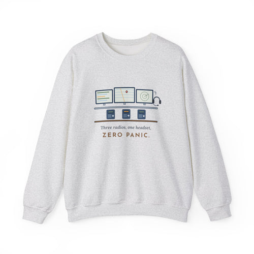 911 Dispatcher Crewneck Sweatshirt - Three Radios, One Headset, Zero Panic