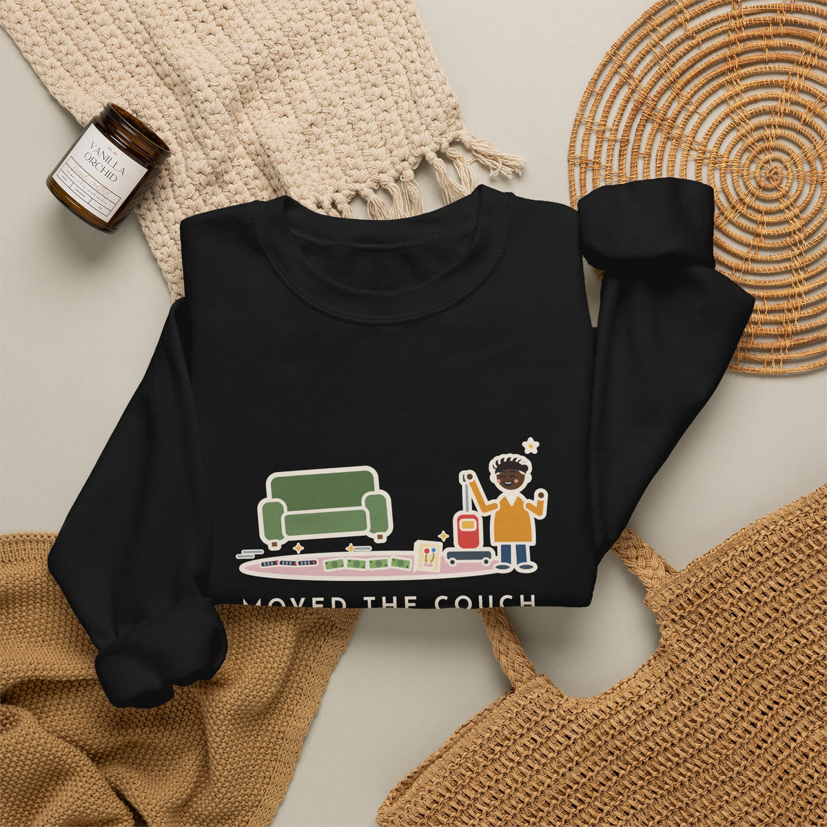Cleaning Day Sweatshirt, Moved the Couch to Vacuum, Found Three Remotes and Last Year's Birthday Card, Funny Under the Couch Crewneck