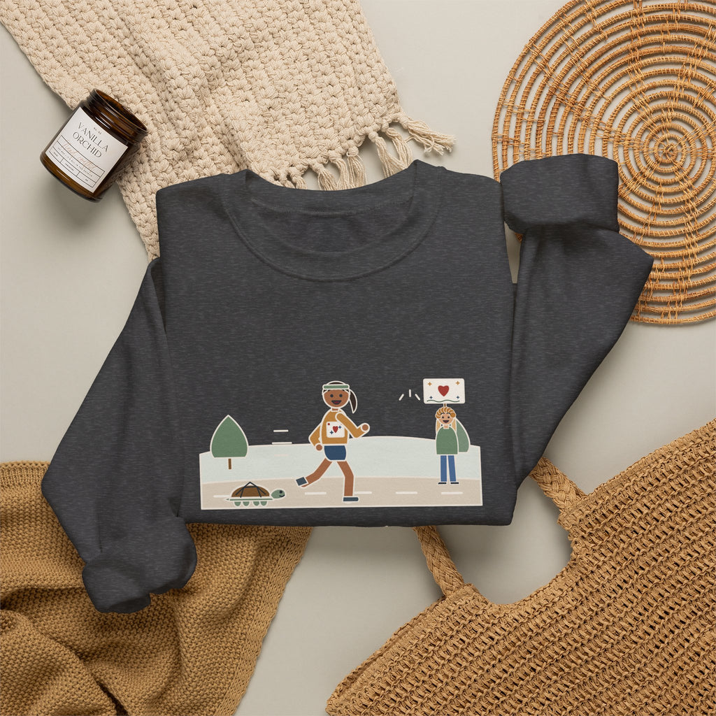 Ran It Slow. Ran It Anyway. Sweatshirt, Running Quote Crewneck, Turtle Pace