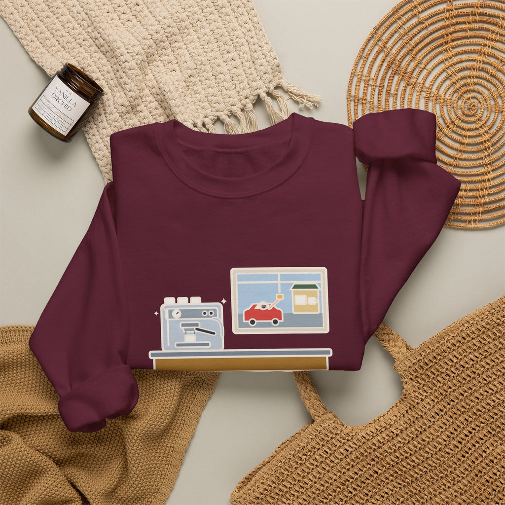 Coffee Sweatshirt, Bought an Espresso Machine, Still Stop for Coffee on the Way to Work, Funny Drive-Through Crewneck