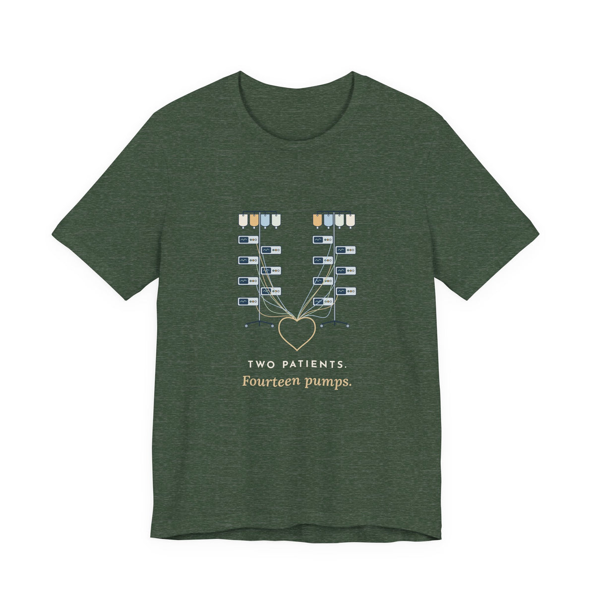 ICU Nurse T-Shirt - Two Patients. Fourteen Pumps. Critical Care Nurse Tee