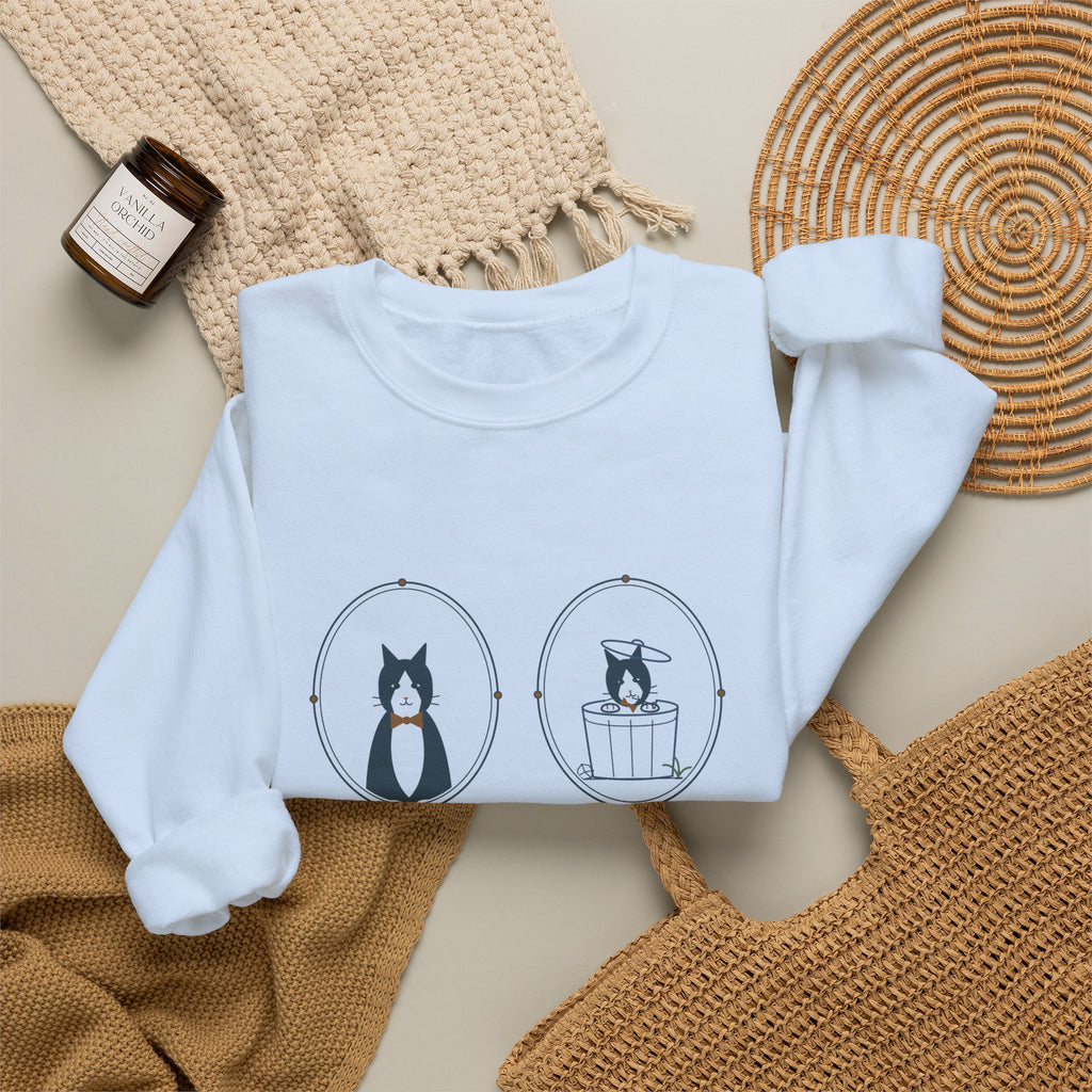 Tuxedo Cat Crewneck Sweatshirt - Dressed for a Gala. Acts Like a Raccoon.