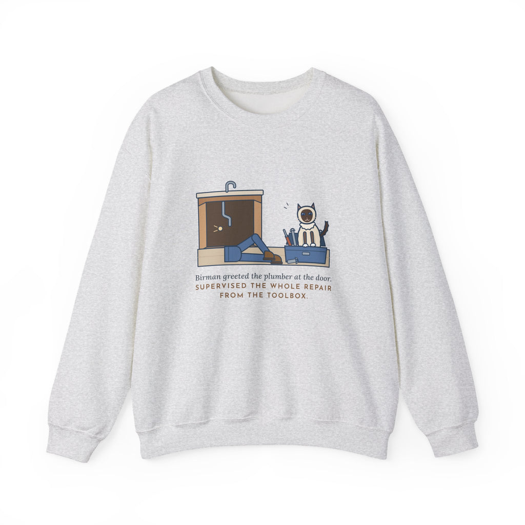 Birman Cat Crewneck Sweatshirt - Toolbox Seat for the Kitchen Sink Repair