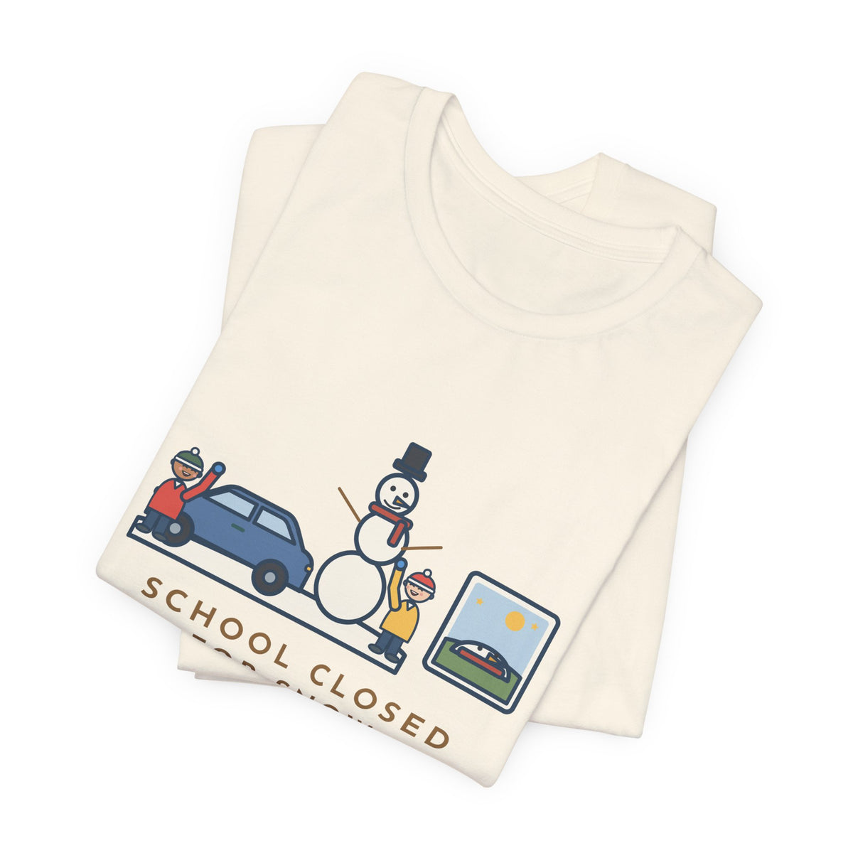 Funny Snowman T-Shirt, School Closed for Snow, Built One Taller Than the Car, He Lasted Until April, Driveway Snowman Tee