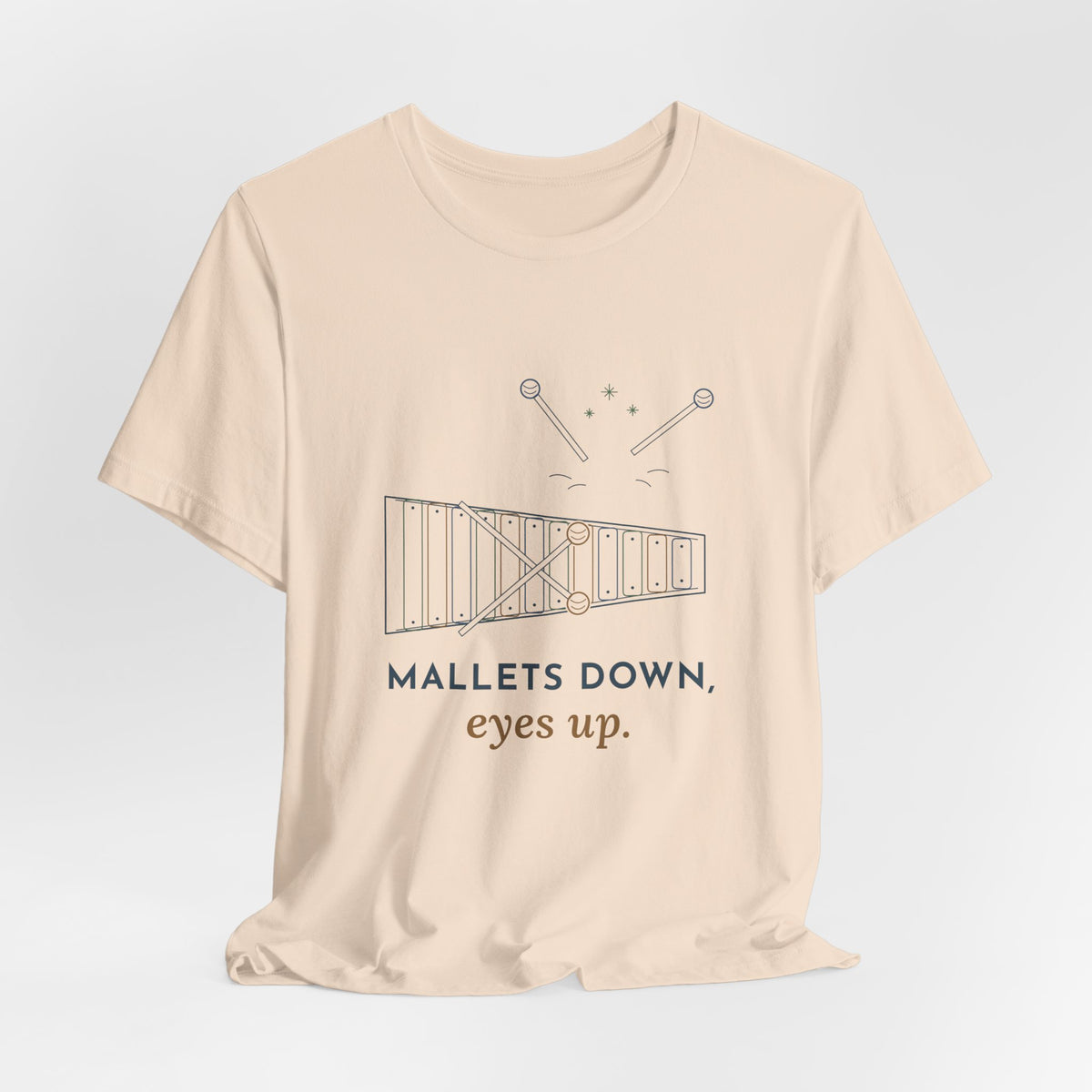 Elementary Music Teacher T-Shirt - Mallets Down, Eyes Up. Xylophone Classroom Tee