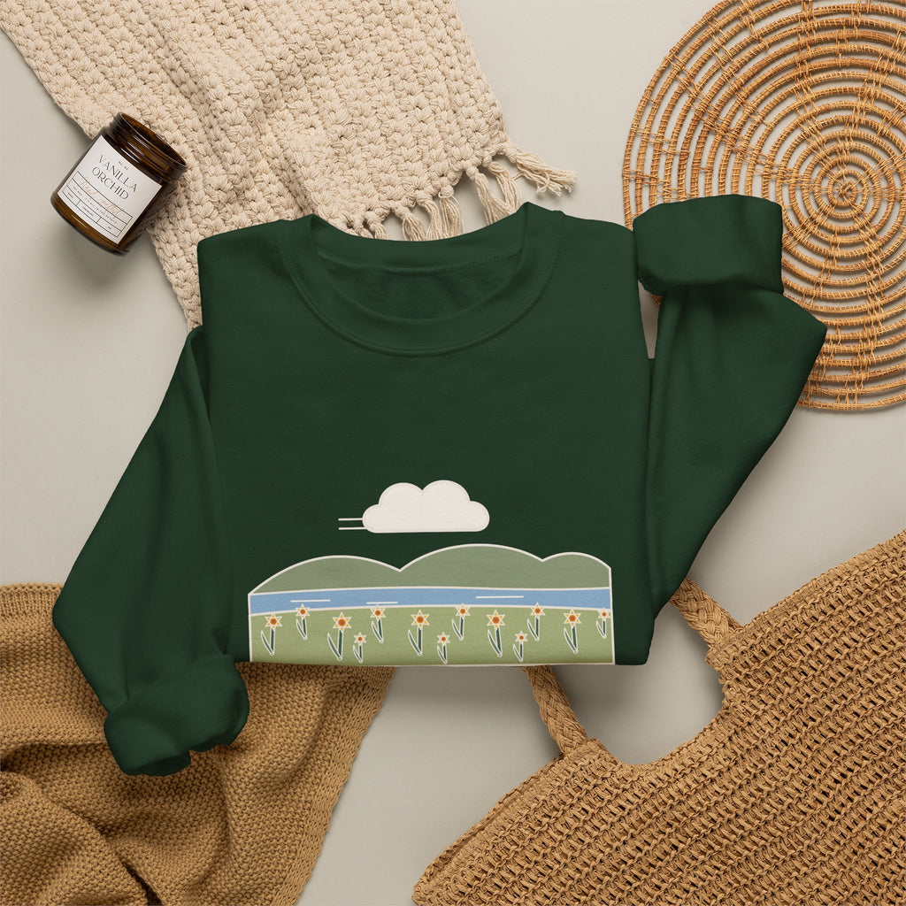 I Wandered Lonely as a Cloud Sweatshirt, Spring Wordsworth Quote Crewneck with Daffodil Meadow