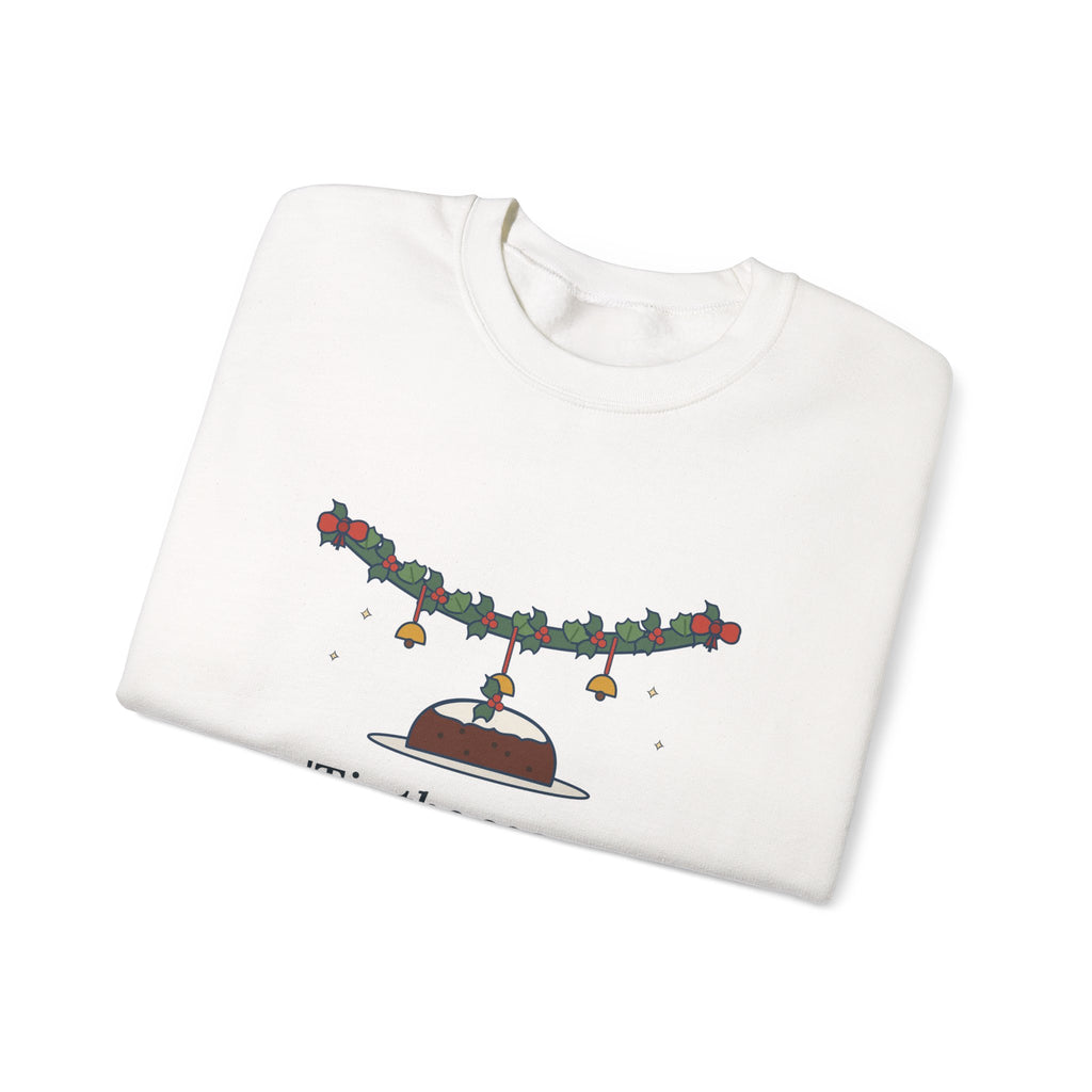 Tis the Season to Be Jolly Sweatshirt, Christmas Oliphant Quote Crewneck with Holly Swag