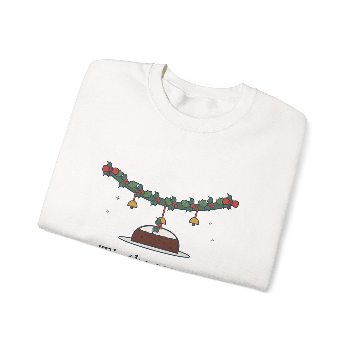 Tis the Season to Be Jolly Sweatshirt, Christmas Oliphant Quote Crewneck with Holly Swag