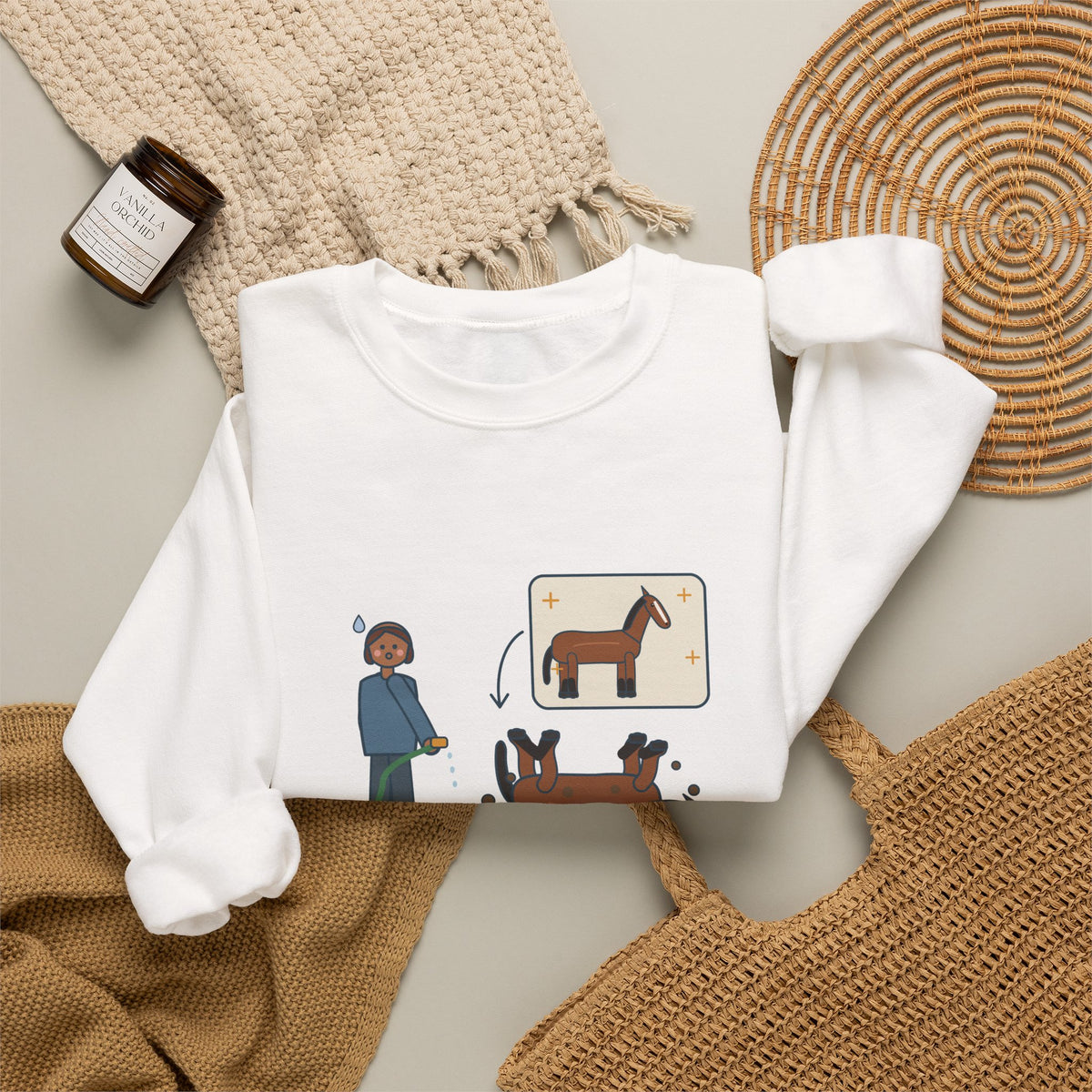 Horse Lover Crewneck Sweatshirt - Every Bath Ends in a Mud Roll