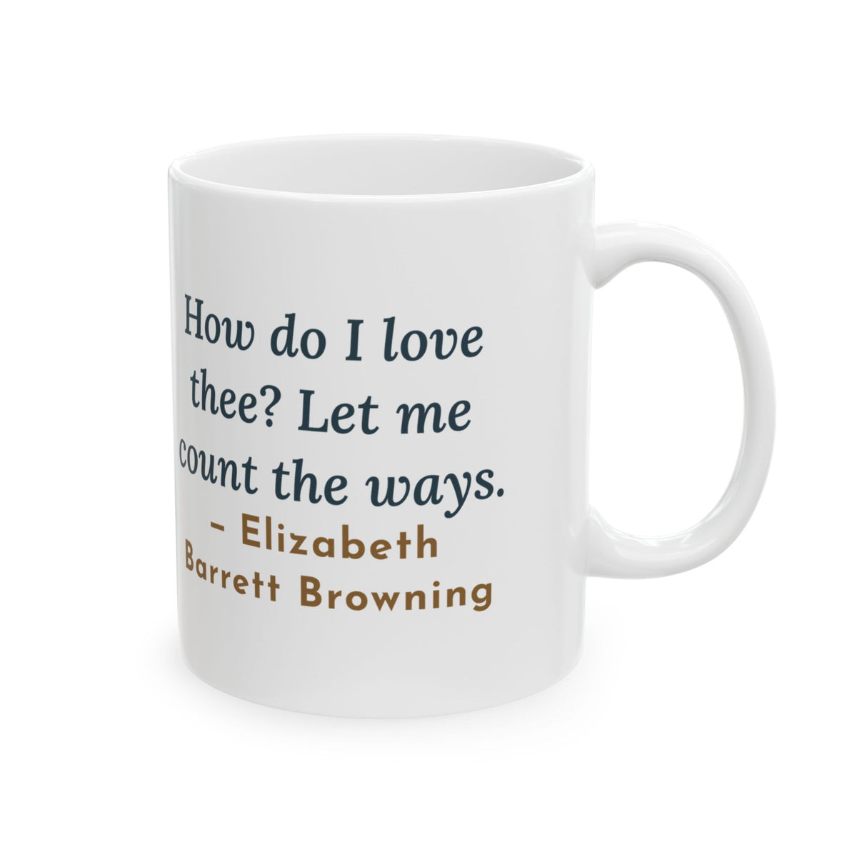 Browning Quote Mug, How Do I Love Thee, Love Tally of Hearts Coffee Mug 11oz