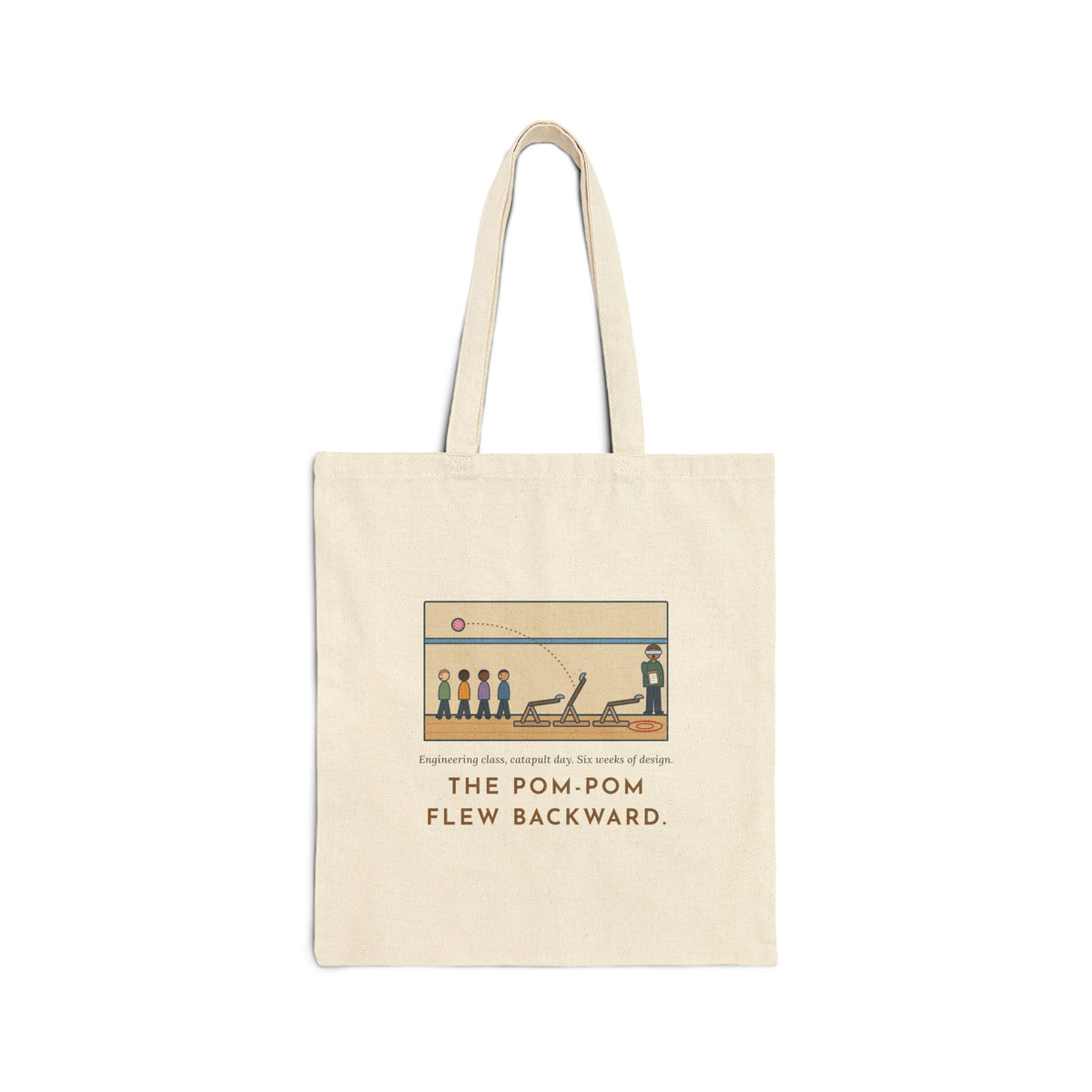 Engineering Teacher Tote Bag, Six Weeks of Design, The Pom-Pom Flew Backward, Catapult Day