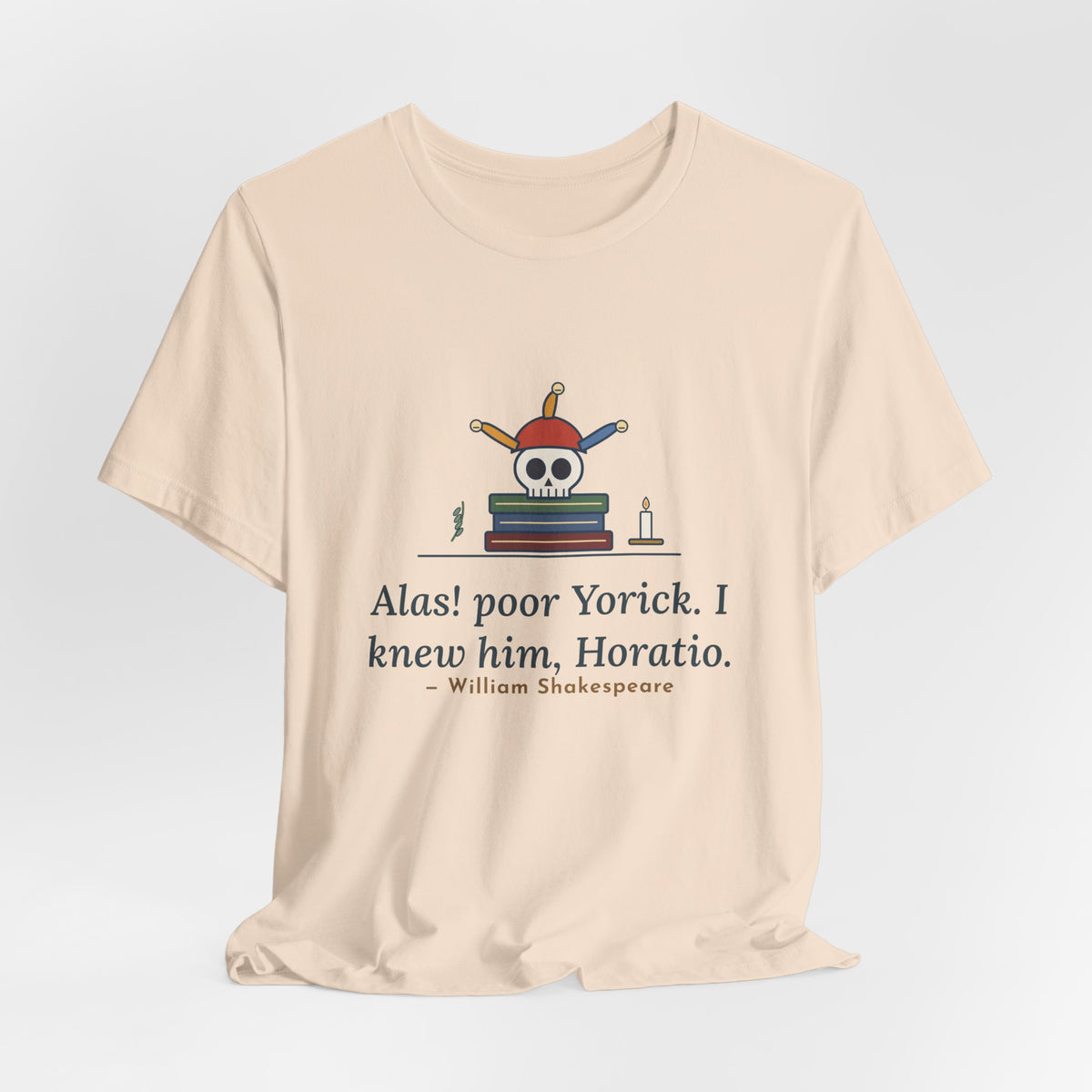Shakespeare Quote T-Shirt, Alas, Poor Yorick, Gothic Jester Skull Tee