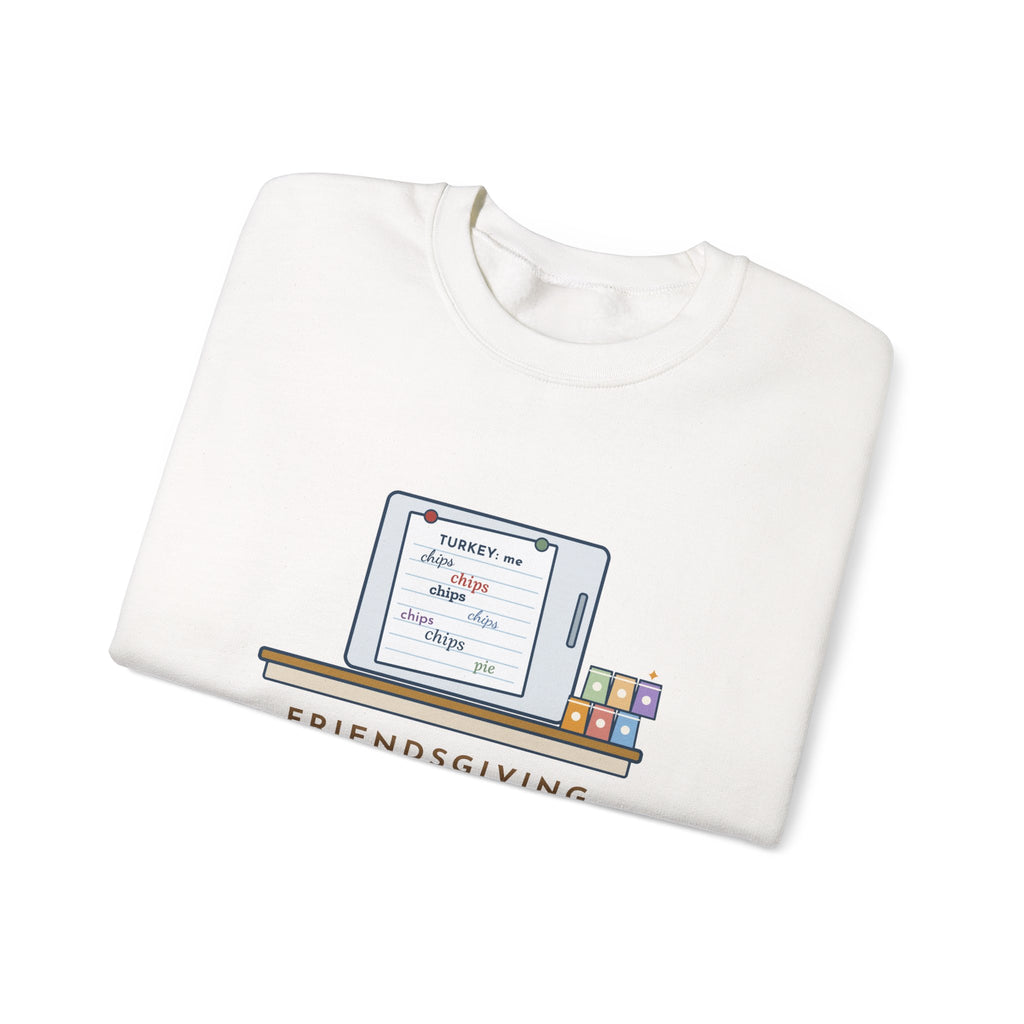 Friendsgiving Sweatshirt, Sign-Up Sheet, Eight Guests, Six Wrote Chips, Funny Potluck Sheet Crewneck