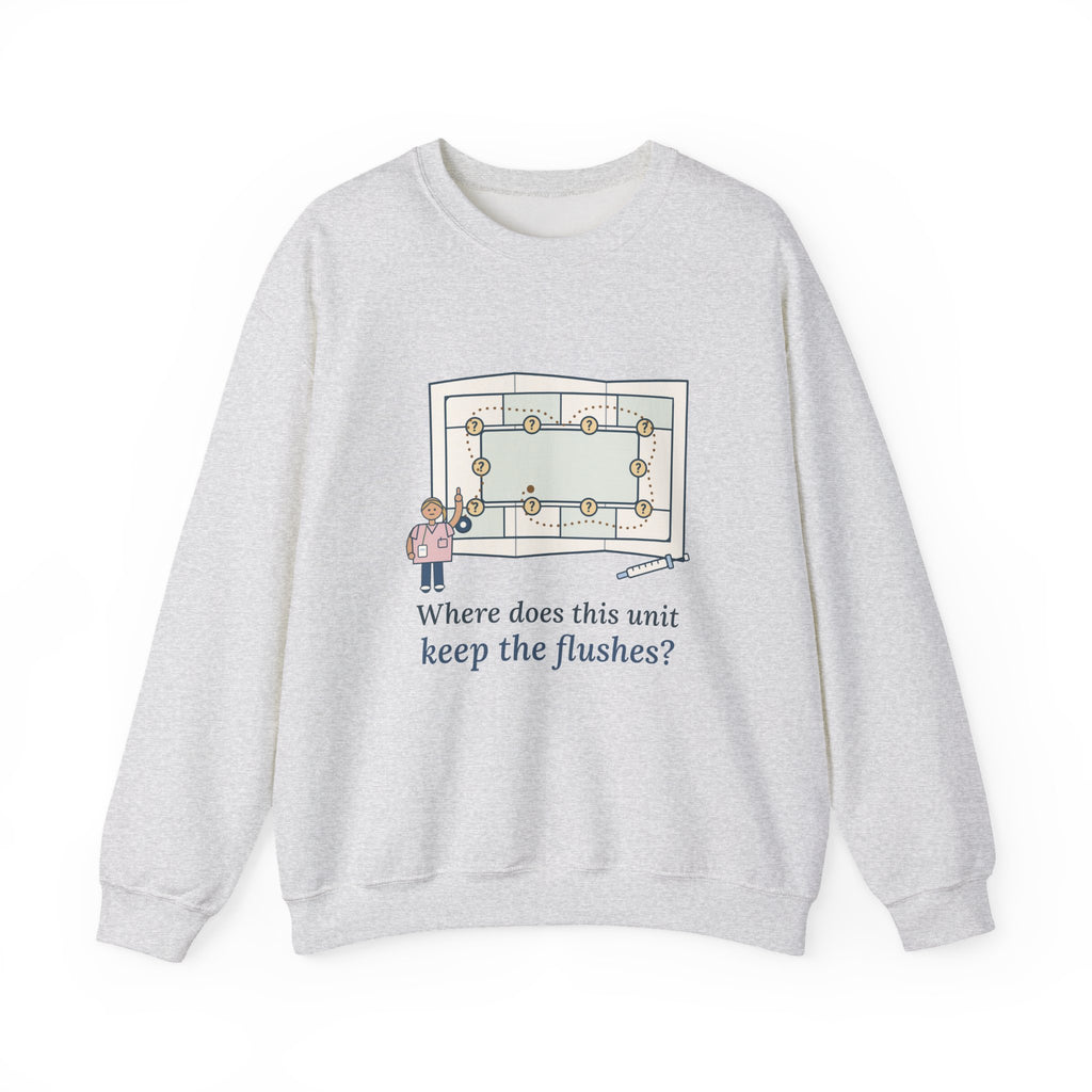 Float Pool Nurse Crewneck Sweatshirt - Where Does This Unit Keep the Flushes?