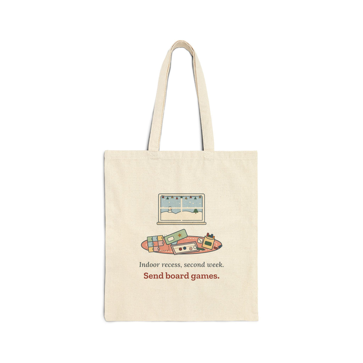 Teacher Tote Bag - Indoor Recess, Second Week. Send Board Games. Winter Tote