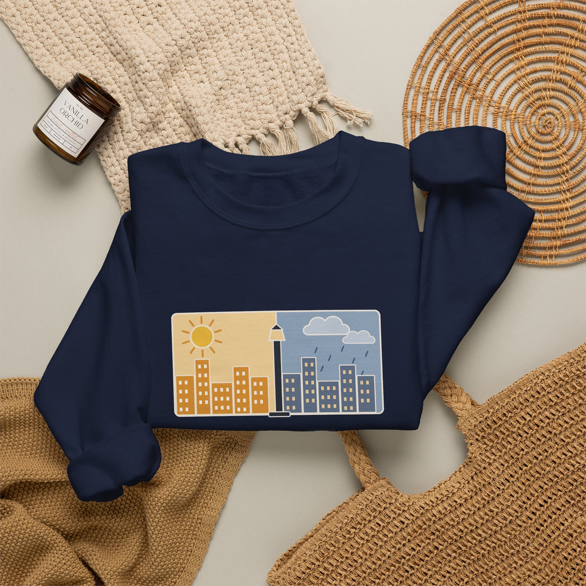 It Was the Best of Times, It Was the Worst of Times Sweatshirt, Literary Dickens Quote Crewneck with Split Skyline