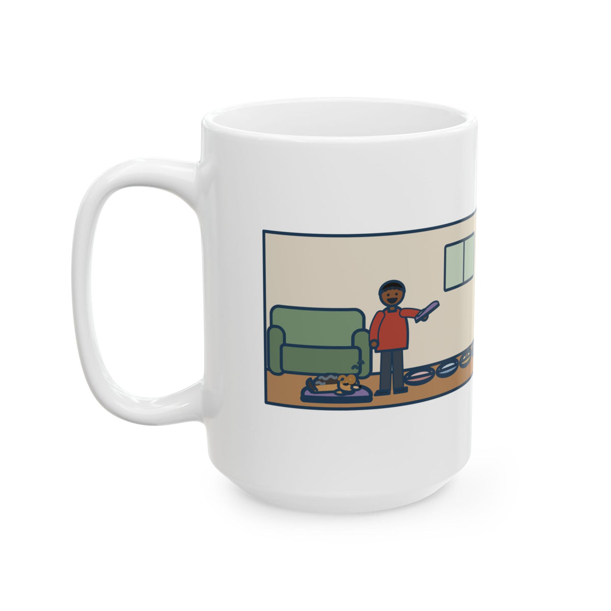 Four Dog Beds in the House, Sleeps on My Left Slipper 15oz Mug, Large Funny Yorkipoo Coffee Mug