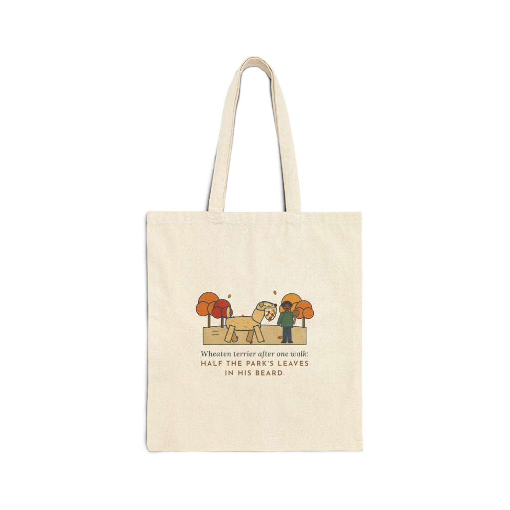 Wheaten Terrier Tote Bag, Half the Park's Leaves in His Beard, Autumn Walk