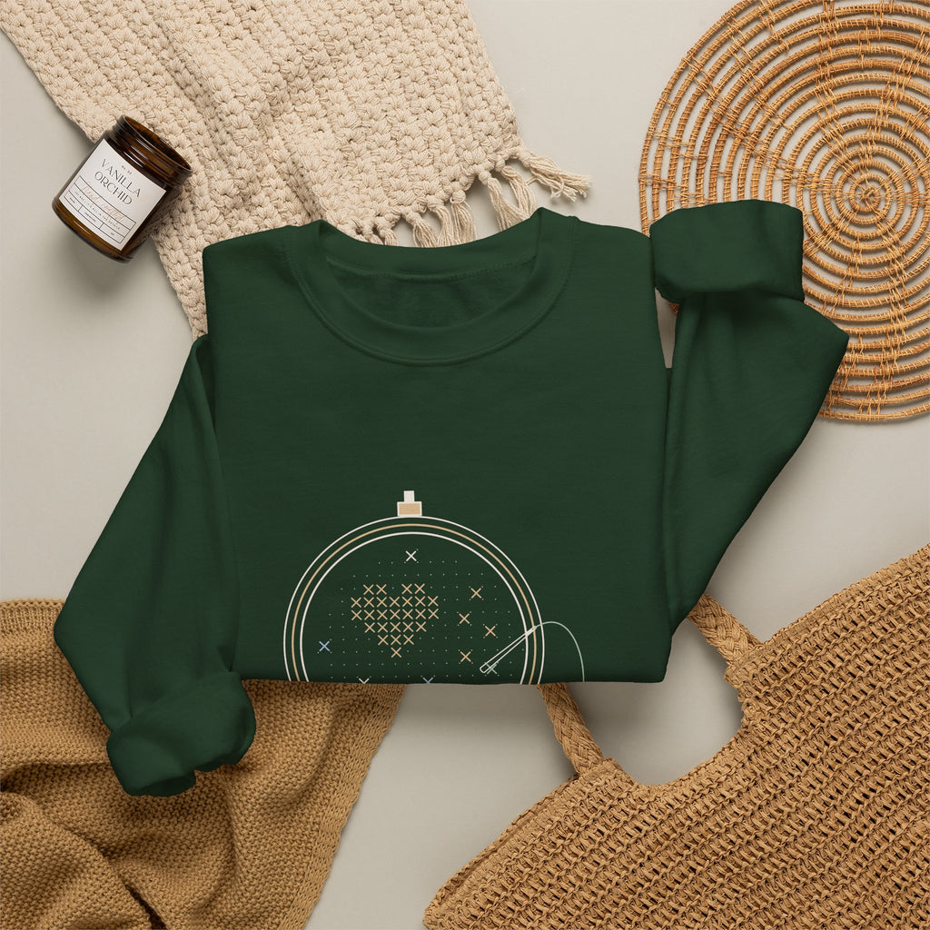 Cross-Stitch Crewneck Sweatshirt - Confetti Stitches Build Character Gift