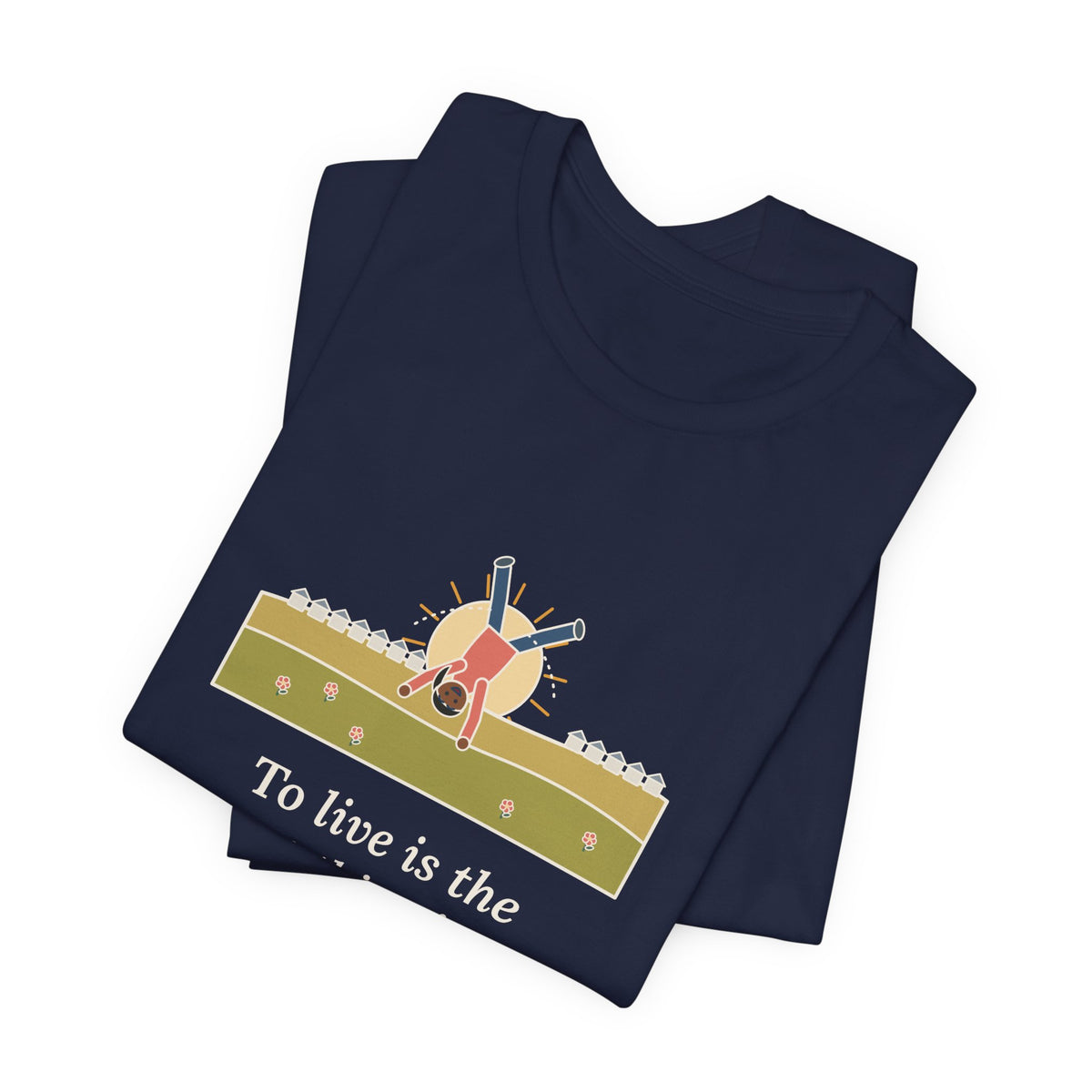 Oscar Wilde Quote T-Shirt, To Live Is the Rarest Thing in the World, Literary Cartwheel Meadow Tee