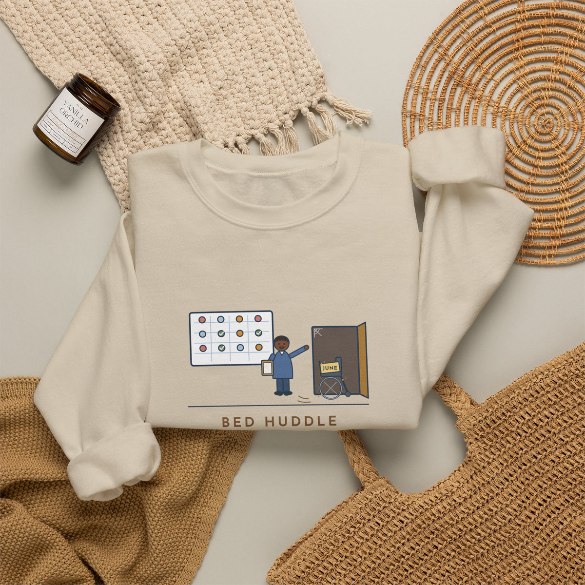 Bed Management Nurse Crewneck Sweatshirt - Three Beds and a Long-Lost Wheelchair