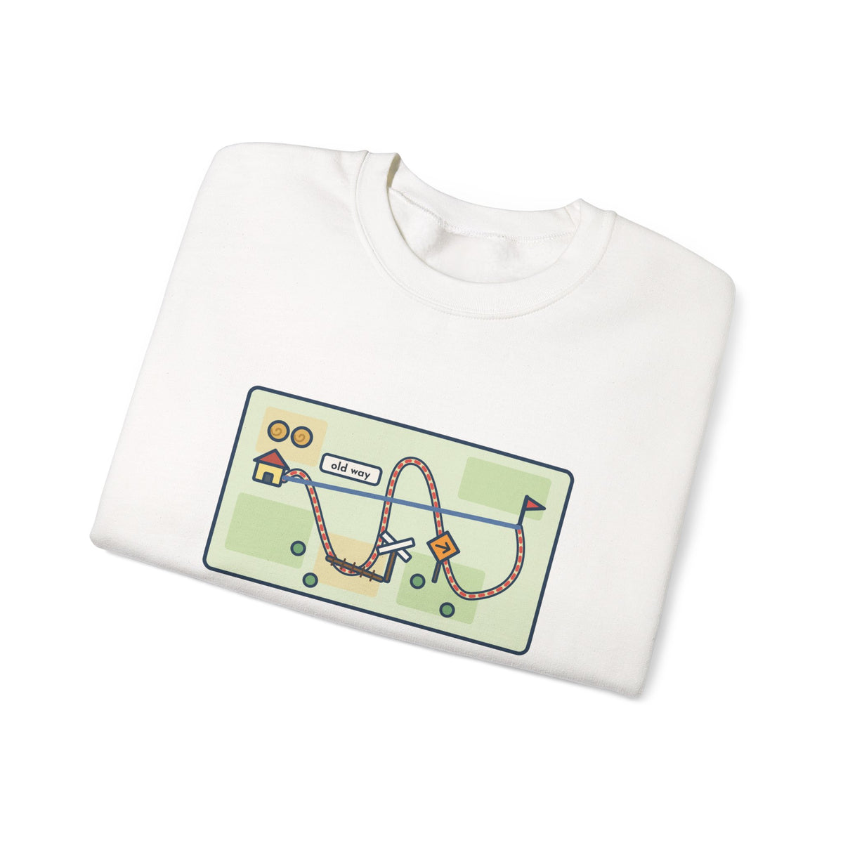 Shortcut Sweatshirt, Tried the New One, Got There Ten Minutes Later Than the Old Way, Funny Hand-Drawn Route Crewneck