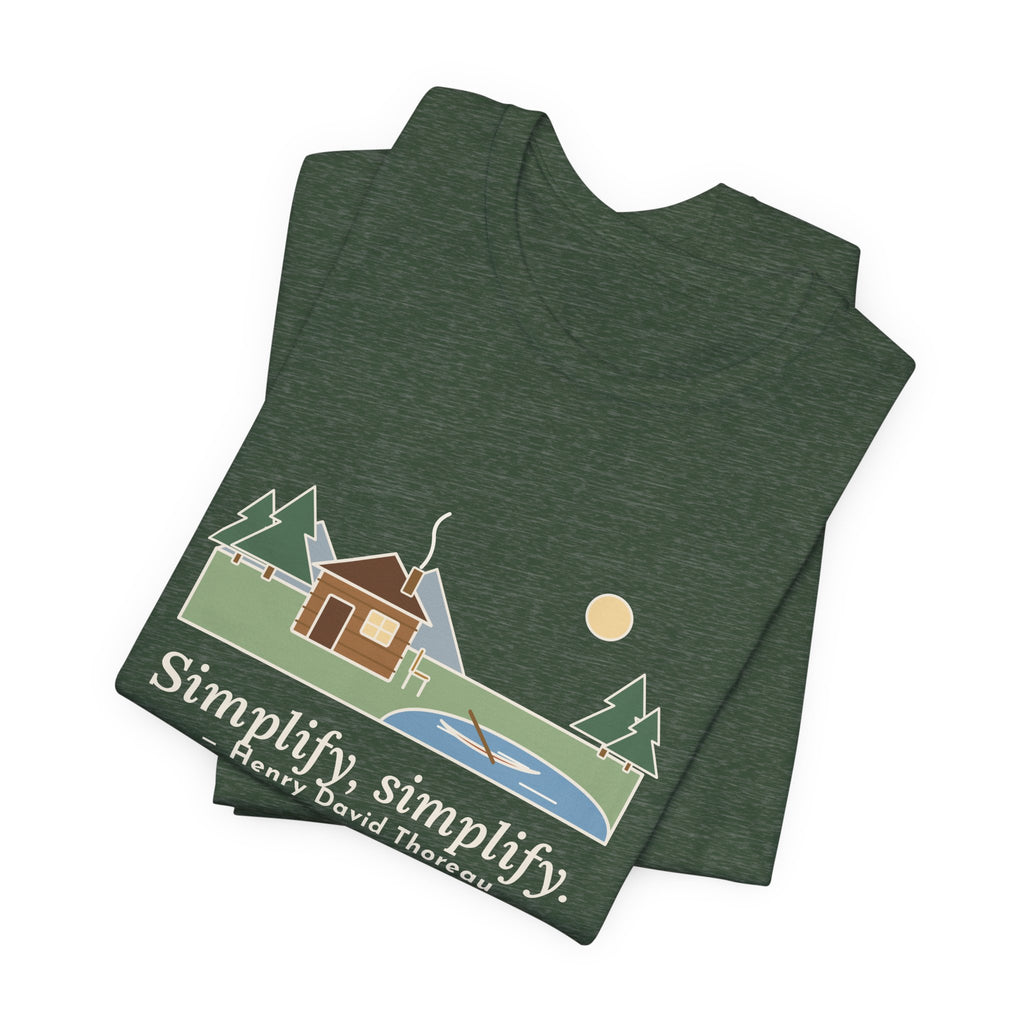 Thoreau Nature Quote T-Shirt, Simplify, Simplify, Minimalist One-Room Cabin Tee