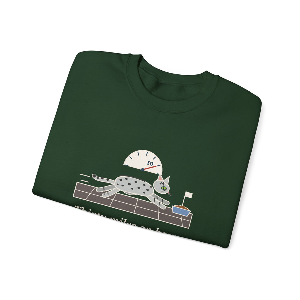 Egyptian Mau Crewneck Sweatshirt - Thirty Miles an Hour to the Food Bowl