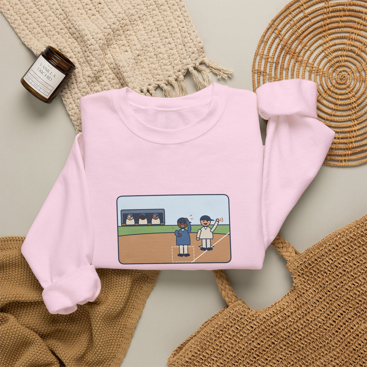 Baseball Coach Sweatshirt, Flashed Fourteen Signs to Third Base, The Runner Waved Back, Funny Third Base Box Crewneck