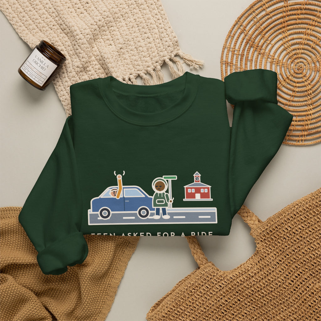 Teen Parent Sweatshirt, Teen Asked for a Ride, Wanted to Be Dropped Off a Block Away, Funny Street Corner Crewneck
