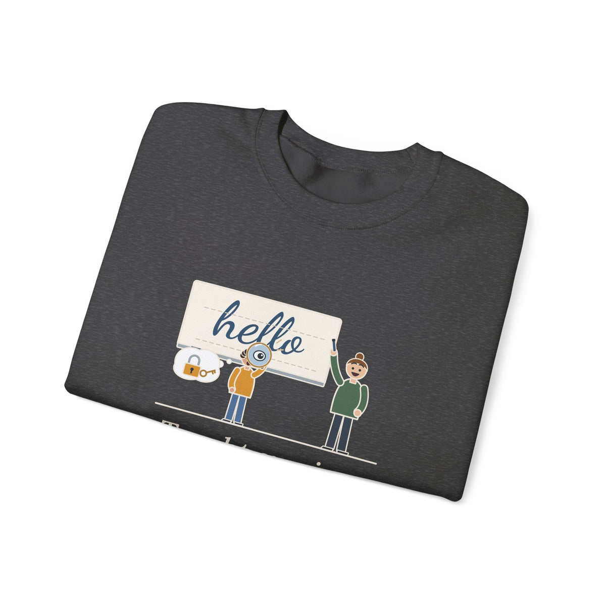 Cursive Handwriting Teacher Crewneck Sweatshirt - Secret Code Magnifying Glass Student